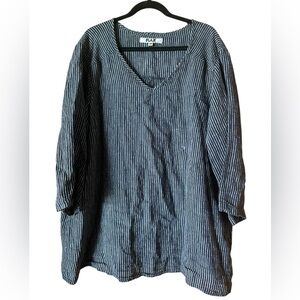 FLAX  Linen Top Womens 1G Organic Relaxed Lagenlook Sustainable Tunic